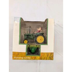 Spectra Cast Iron John Deere Holiday Christmas Stocking Holder Santa Tractor